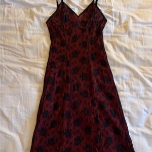 Vintage Red and Black Lace Slip Dress